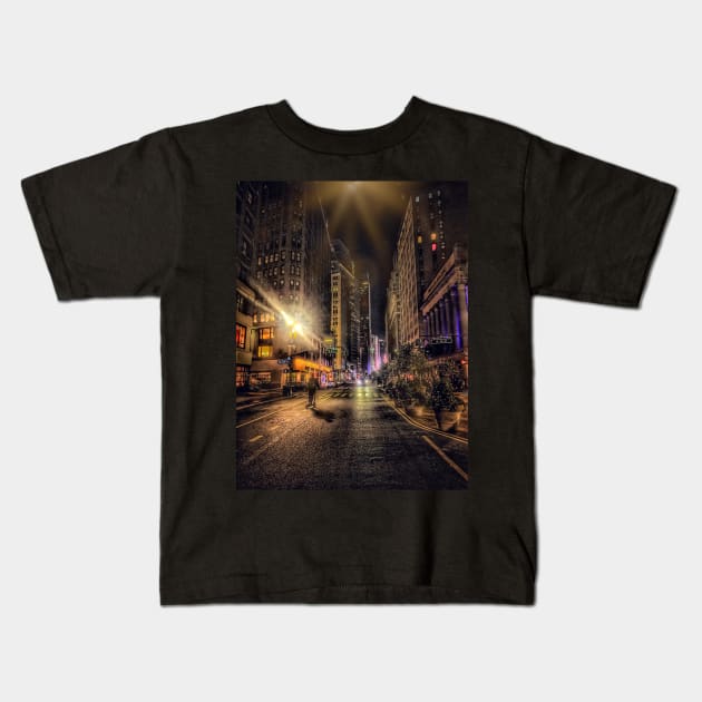 Manhattan at Night, Garment District, New York City Kids T-Shirt by eleonoraingrid